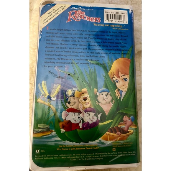 Disney’s The Rescuers VHS 1992 Black Diamond Classic - Picture 2 of 8